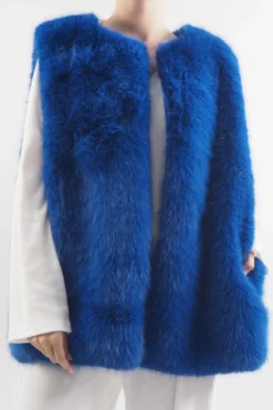 Laundry B Courchevel Faux Fur Gilet Sapphire