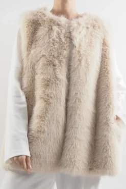 Laundry B Courchevel Faux Fur Gilet Stone