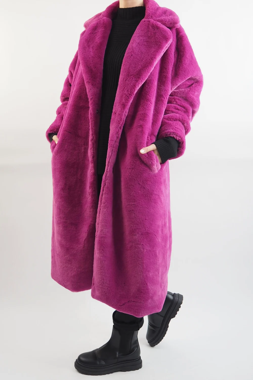 Laundry B Mara Teddy Coat Magenta 2 Laundry B Mara Teddy Coat Magenta - Image 2