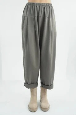 Made In Italy Apres Flat Front Pleat Jogger Earth