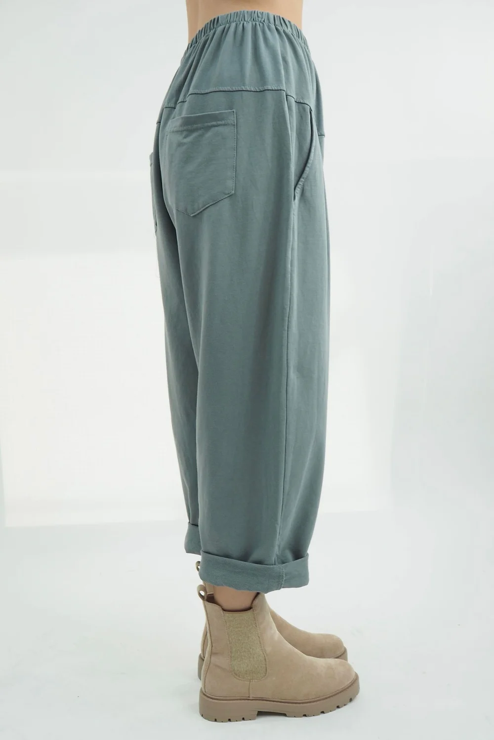 Made In Italy Apres Flat Front Pleat Jogger Steel 2 Made In Italy Apres Flat Front Pleat Jogger Steel - Image 2