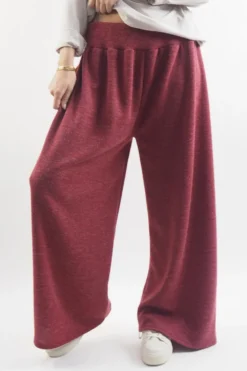 Made In Italy Belgravia Pull On Stretch Wide Leg Trouser Cranberry Marl