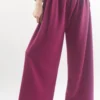 Made In Italy Belgravia Pull On Stretch Wide Leg Trouser Magenta /