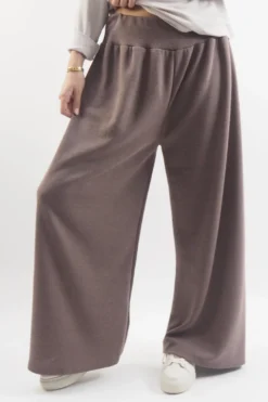 Made In Italy Belgravia Pull On Stretch Wide Leg Trouser Mink