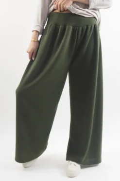 Made In Italy Belgravia Pull On Stretch Wide Leg Trouser Olive /