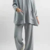 Made In Italy Chalet Pocketed Soft Knit Set Grey Marl