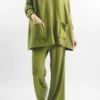 Made In Italy Chalet Pocketed Soft Knit Set Olive Zing