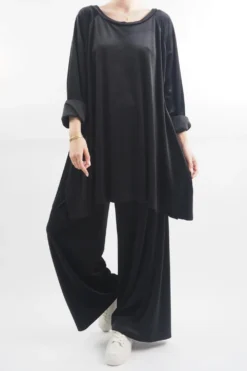 Made In Italy Chalet Soft Stretch Velour Set Black