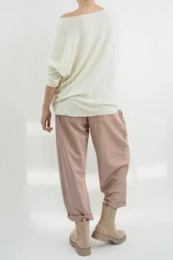 Made In Italy Classic Super Soft Fine Knit Top Winter White -Kenn Shop made in italy classic super soft fine knit ecru03.jpg