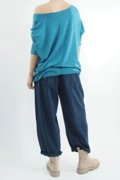 Made In Italy Classic Super Soft Fine Knit Top Prussian -Kenn Shop made in italy classic super soft fine knit prussain03.jpg