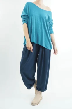 Made In Italy Classic Super Soft Fine Knit Top Prussian -Kenn Shop made in italy classic super soft fine knit prussain04.jpg