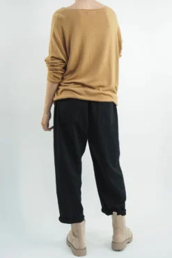 Made In Italy Classic Super Soft Fine Knit Top Tan -Kenn Shop made in italy classic super soft fine knit tan03.jpg