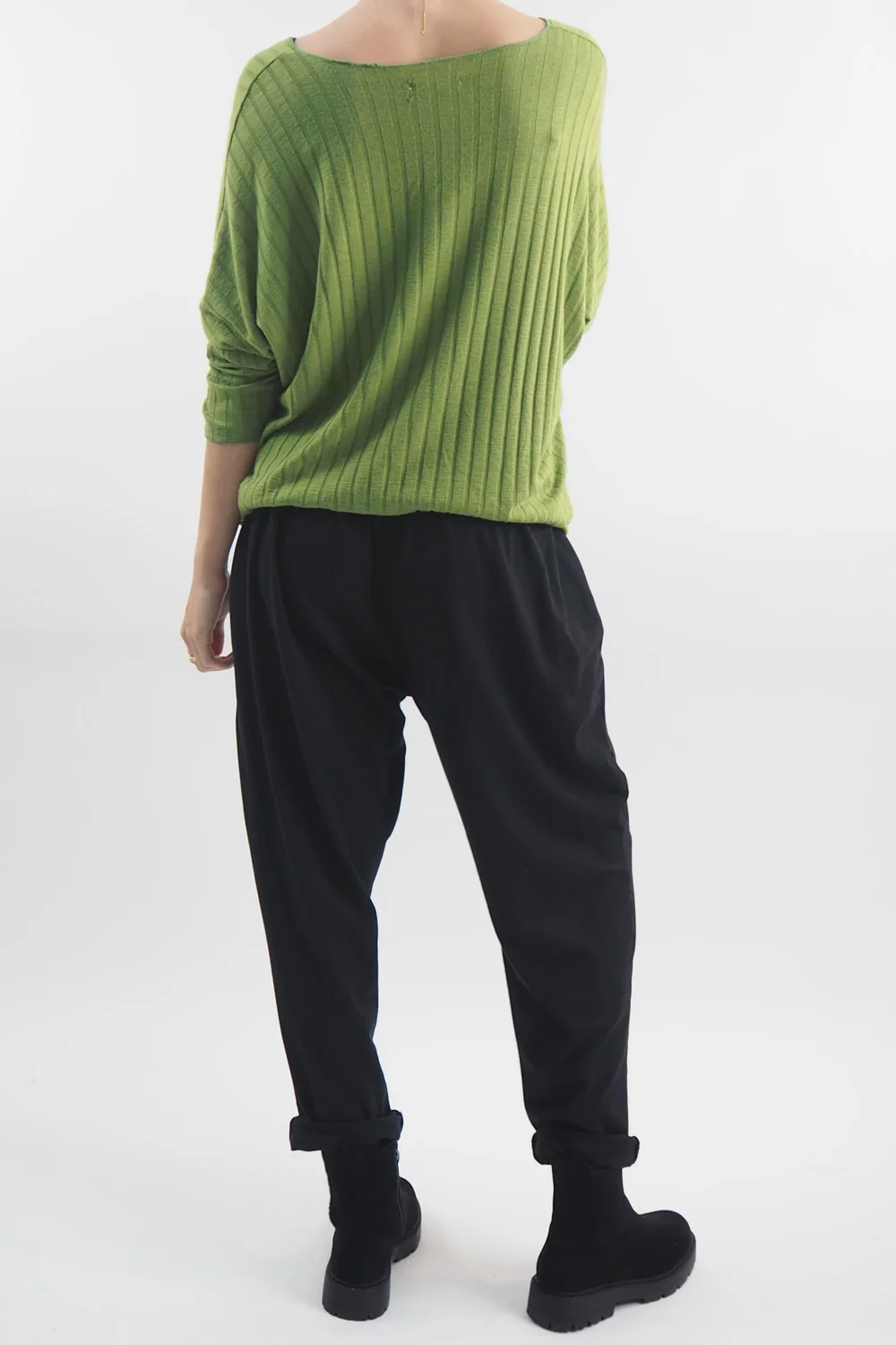 Made In Italy Classic Super Soft Ribbed Fine Knit Top Matcha / 4 Made In Italy Classic Super Soft Ribbed Fine Knit Top Matcha / - Image 4