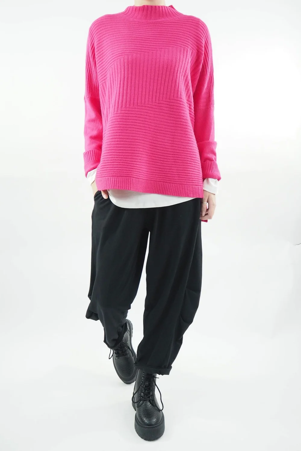 Made In Italy Conrad Turtle Ribby Knit Top Geranium 1 Made In Italy Conrad Turtle Ribby Knit Top Geranium