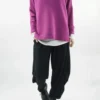 Made In Italy Conrad Turtle Ribby Knit Top Magenta