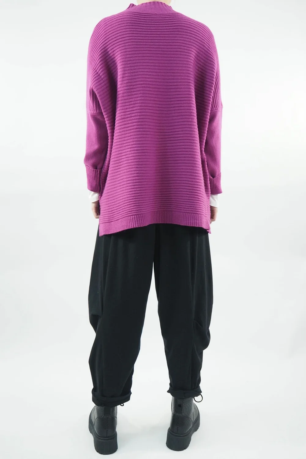 Made In Italy Conrad Turtle Ribby Knit Top Magenta 3 Made In Italy Conrad Turtle Ribby Knit Top Magenta - Image 3