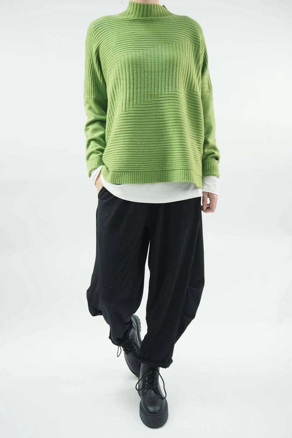Made In Italy Conrad Turtle Ribby Knit Top Matcha 1 Made In Italy Conrad Turtle Ribby Knit Top Matcha