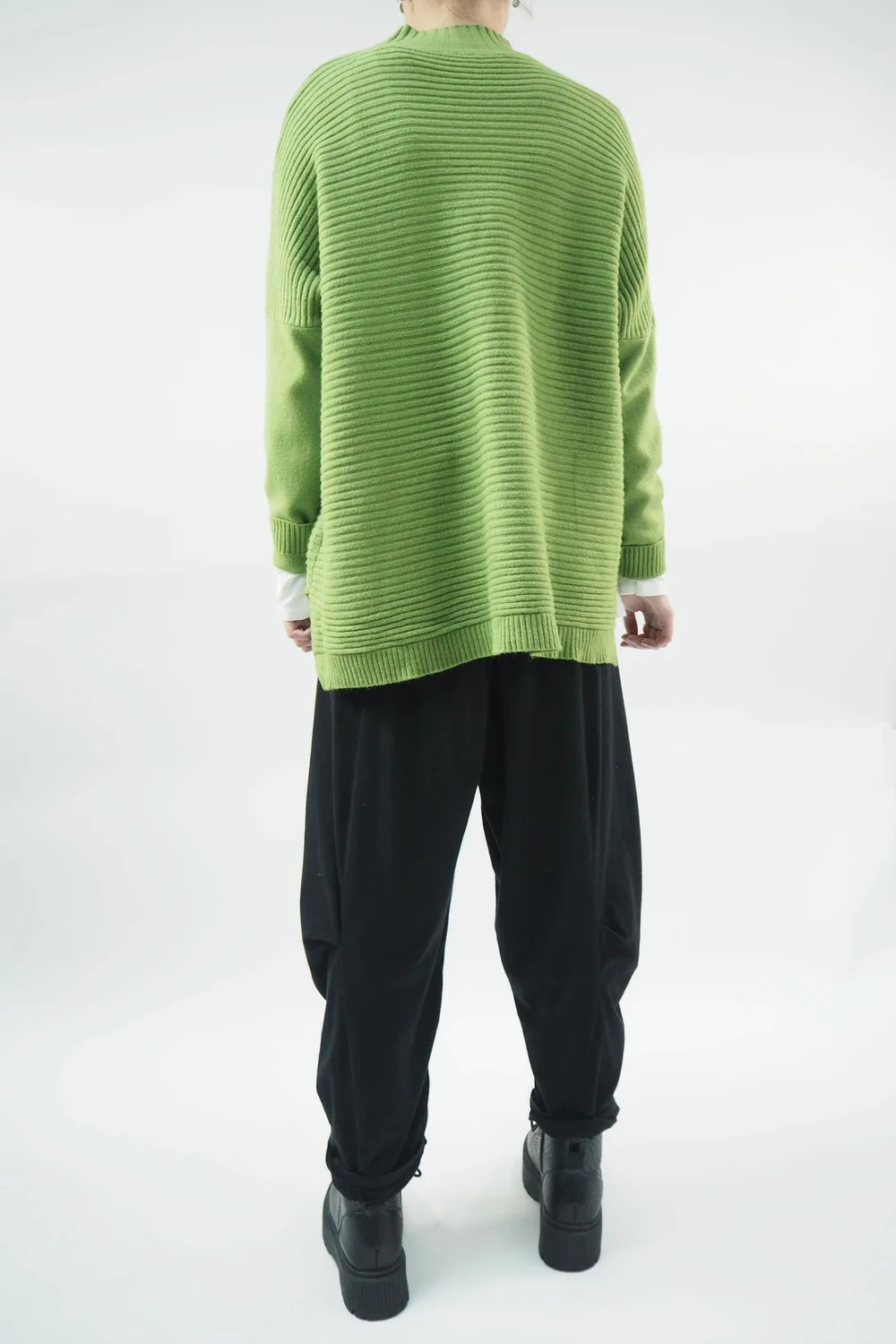 Made In Italy Conrad Turtle Ribby Knit Top Matcha 3 Made In Italy Conrad Turtle Ribby Knit Top Matcha - Image 3