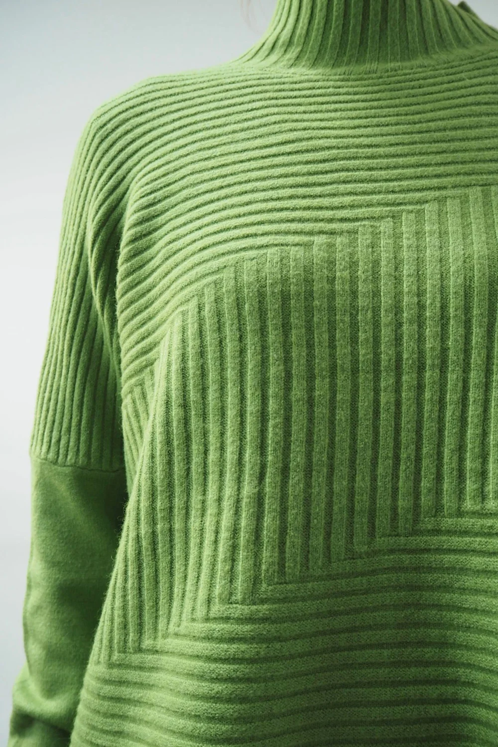 Made In Italy Conrad Turtle Ribby Knit Top Matcha 4 Made In Italy Conrad Turtle Ribby Knit Top Matcha - Image 4