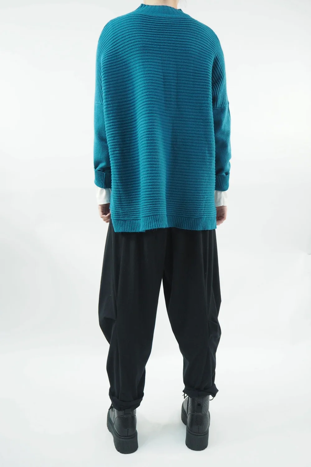 Made In Italy Conrad Turtle Ribby Knit Top Prussian 3 Made In Italy Conrad Turtle Ribby Knit Top Prussian - Image 3