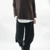 Made In Italy Conrad Turtle Ribby Knit Top Umber