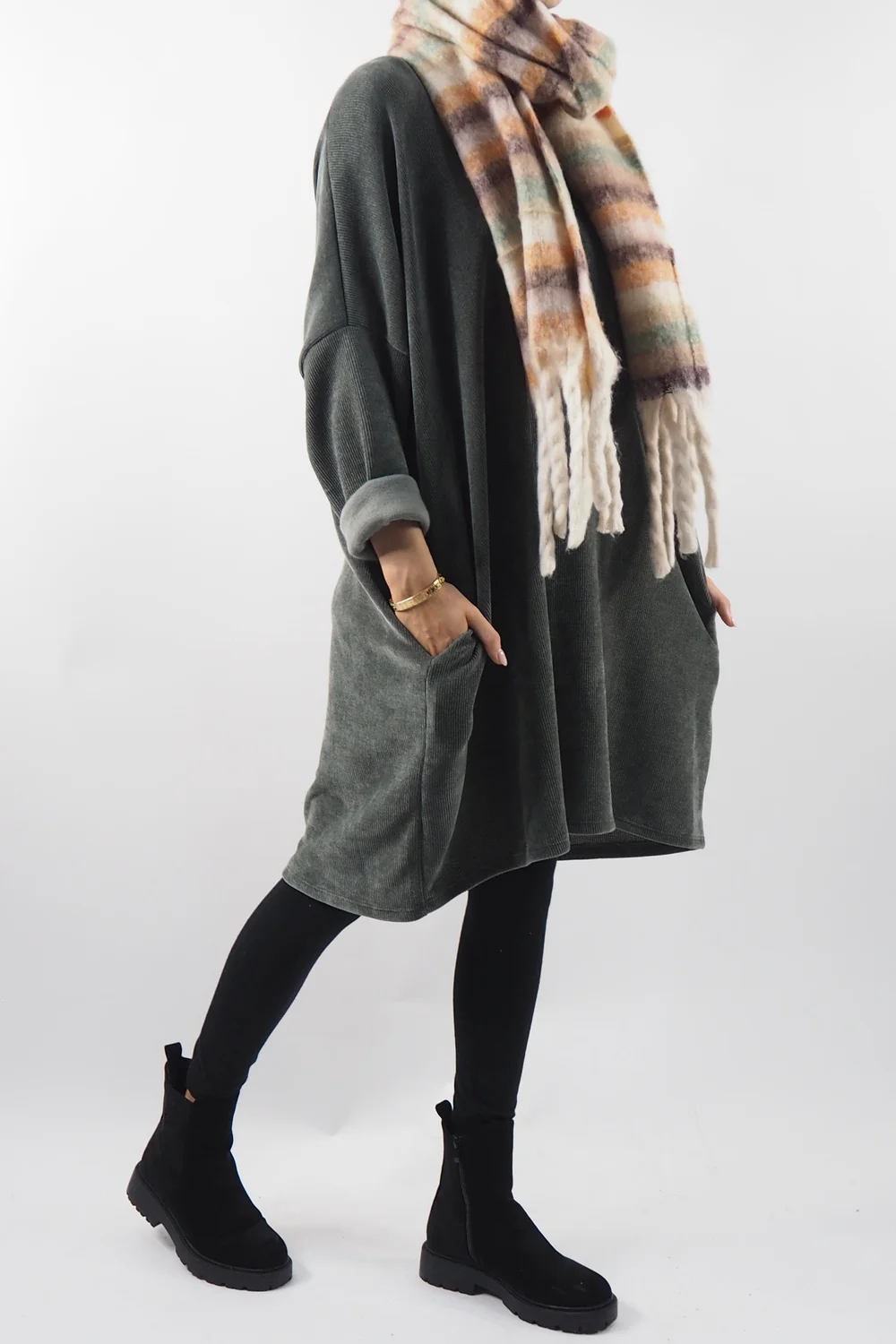 Made In Italy Dusk Sac Tunic Khaki 6 Made In Italy Dusk Sac Tunic Khaki - Image 6