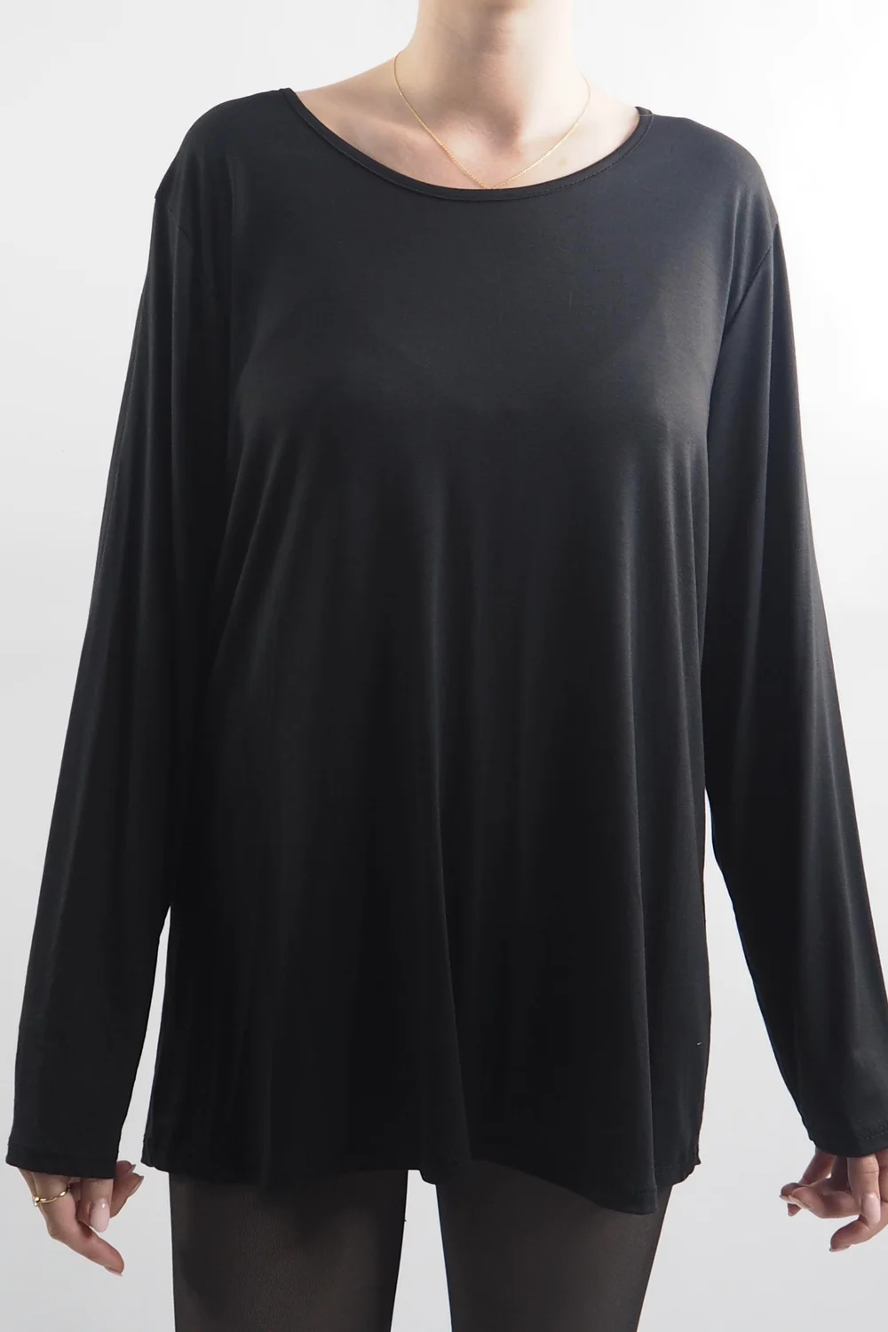Made In Italy Fine Jersey Long Sleeve Top Black / 1 Made In Italy Fine Jersey Long Sleeve Top Black /