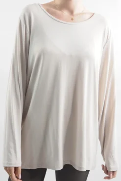 Made In Italy Fine Jersey Long Sleeve Top Stone /