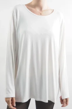 Made In Italy Fine Jersey Long Sleeve Top Warm White