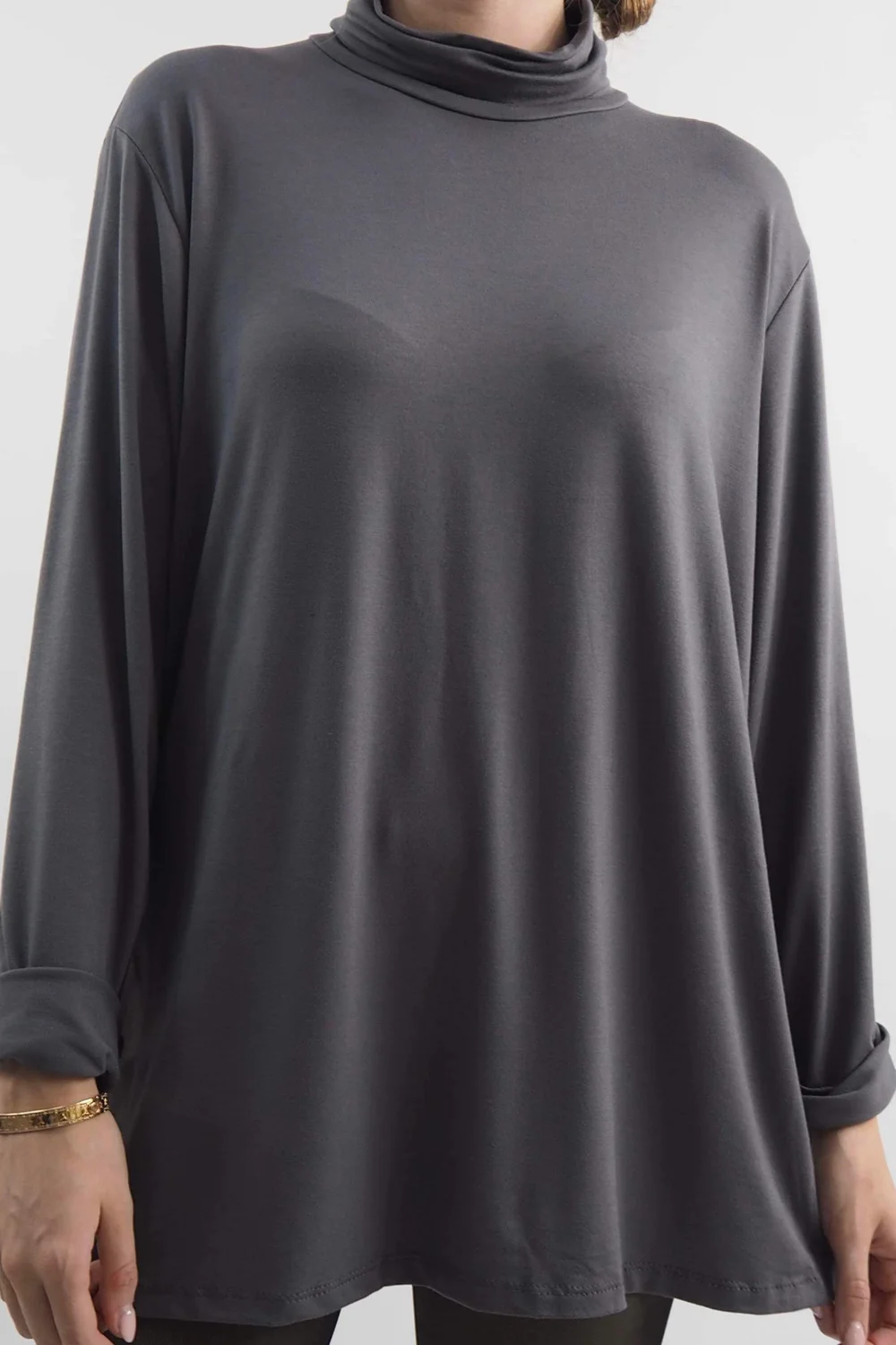 Made In Italy Fine Jersey Polo Neck Top Graphite 1 Made In Italy Fine Jersey Polo Neck Top Graphite