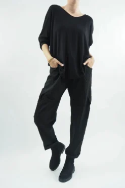 Made In Italy GiGi Cargo Magic Trouser Black -Kenn Shop made in italy gigi cargo magic trouser black08.jpg