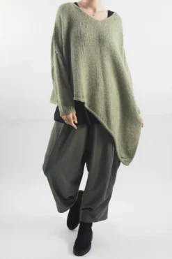 Made In Italy Hush Super Slant Knit Top Khaki