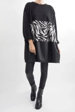 Made In Italy Moxie Zebra Panel Top Black