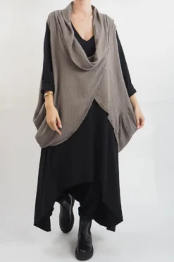 Made In Italy Obi Crepe Cotton Cross Cowl Tank Mushroom -Kenn Shop made in italy obi crepe cotton cross cowl tank mushroom15.jpg