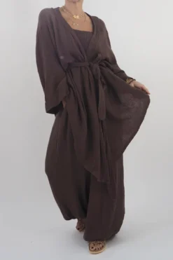 Made In Italy Obi Crepe Cotton Wrap Jacket Truffle