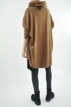 Made In Italy Pure Rib Velvet Soft Hoodie Walnut -Kenn Shop made in italy pure rib velvet soft hoodie walnut03.jpg