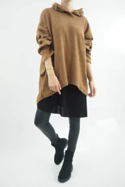 Made In Italy Pure Rib Velvet Soft Hoodie Walnut -Kenn Shop made in italy pure rib velvet soft hoodie walnut04.jpg