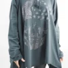 Made In Italy Queeni Star Skull Cuddie Top Charcoal
