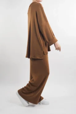 Made In Italy Chalet Collared Soft Knit Set Chestnut -Kenn Shop made in italy relaxed chalet collared set chestnut 3.jpg