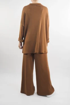 Made In Italy Chalet Collared Soft Knit Set Chestnut -Kenn Shop made in italy relaxed chalet collared set chestnut 4.jpg