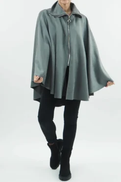 Made In Italy Sander Moleskin Touch Stretch Zippy Cape Shadow //