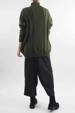 Made In Italy Turtle Cable Guy Knit Top Bonsai -Kenn Shop made in italy turtle cable guy knit bonsai3.jpg